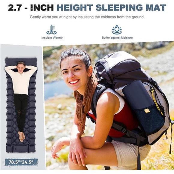 Sleeping Pad - Ultralight Inflatable Sleeping Mat with Built-in Foot Pump - Picture 2 of 7